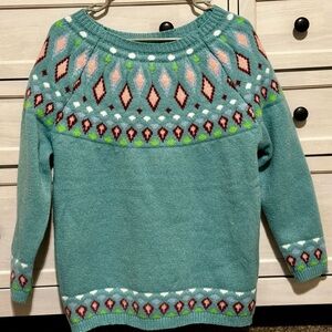 Women's Teal Patterned Sweater
